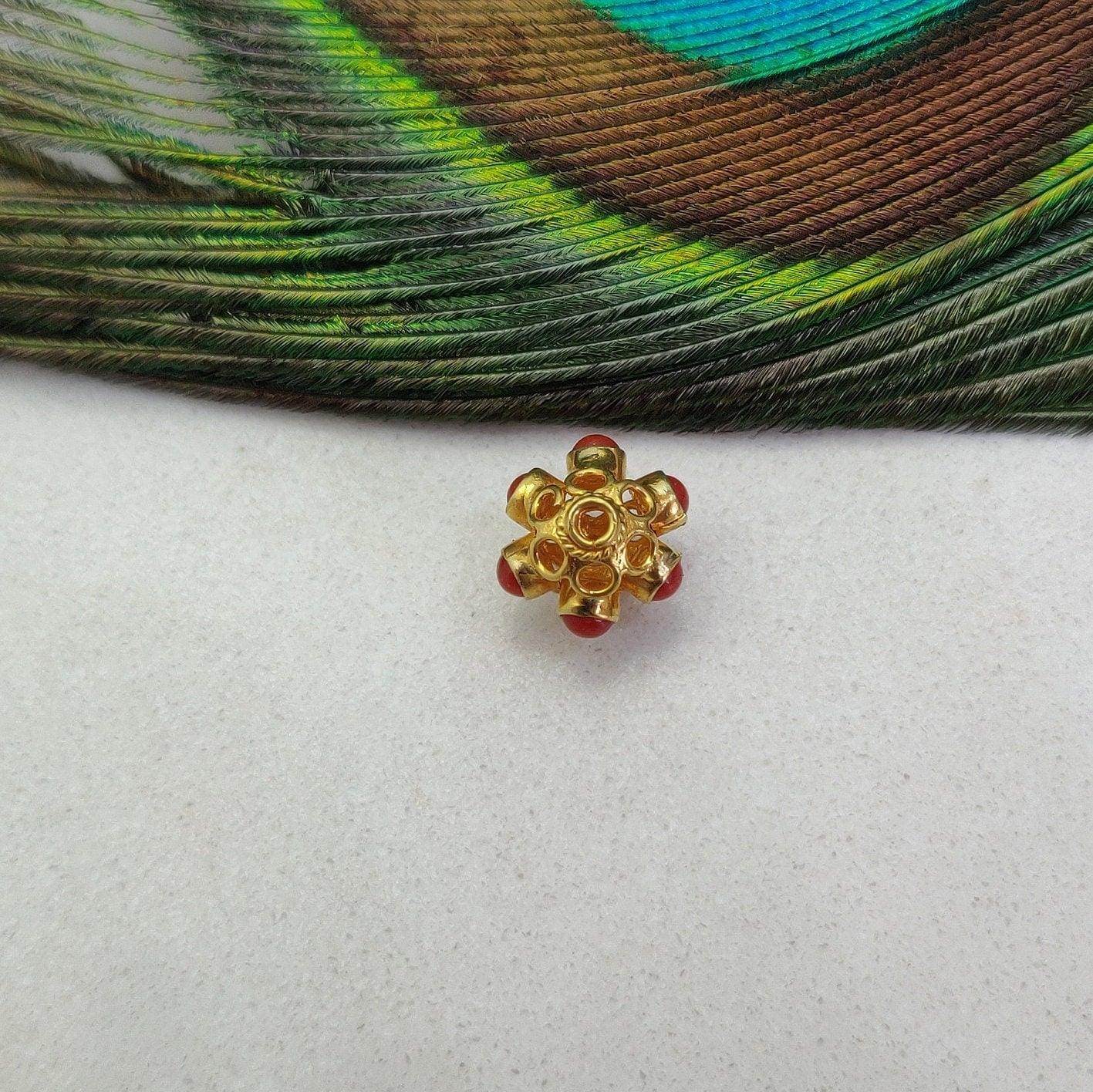 18k Yellow Gold Gemstone Round Spacer Beads-10 MM - Kanika Creations