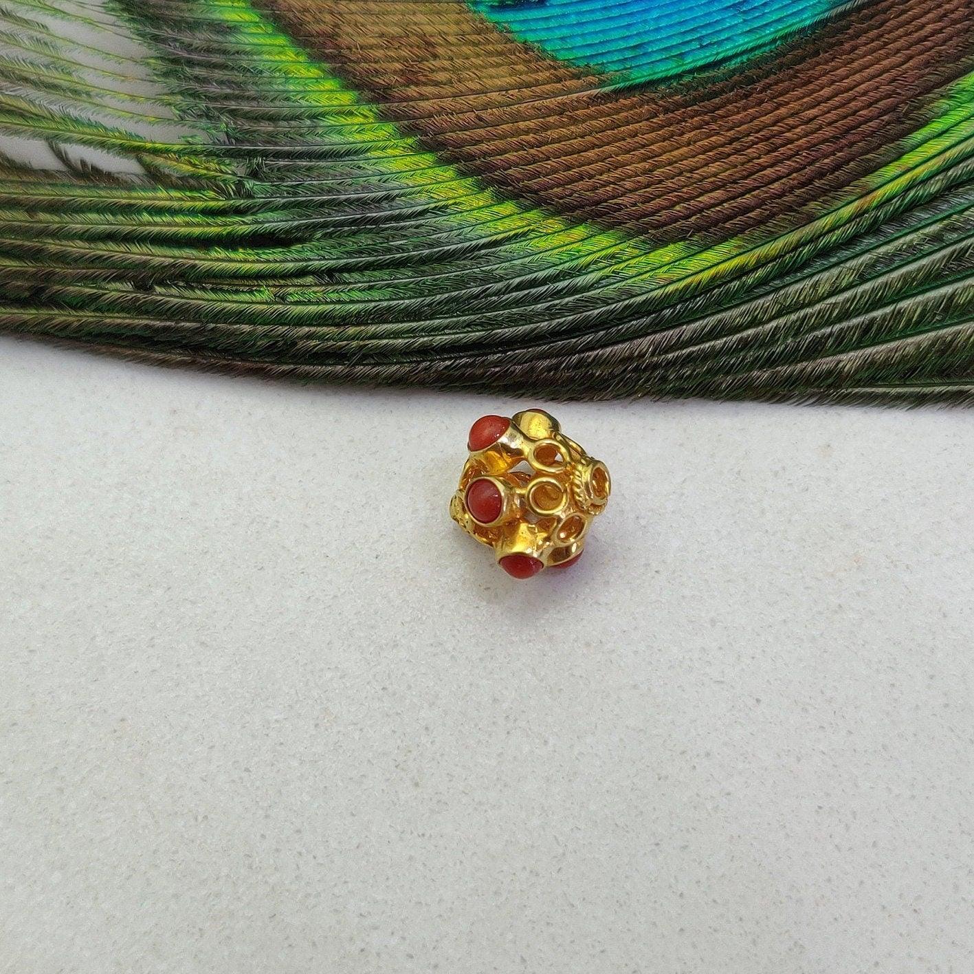 18k Yellow Gold Gemstone Round Spacer Beads-10 MM - Kanika Creations