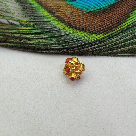 18k Yellow Gold Gemstone Round Spacer Beads-10 MM - Kanika Creations