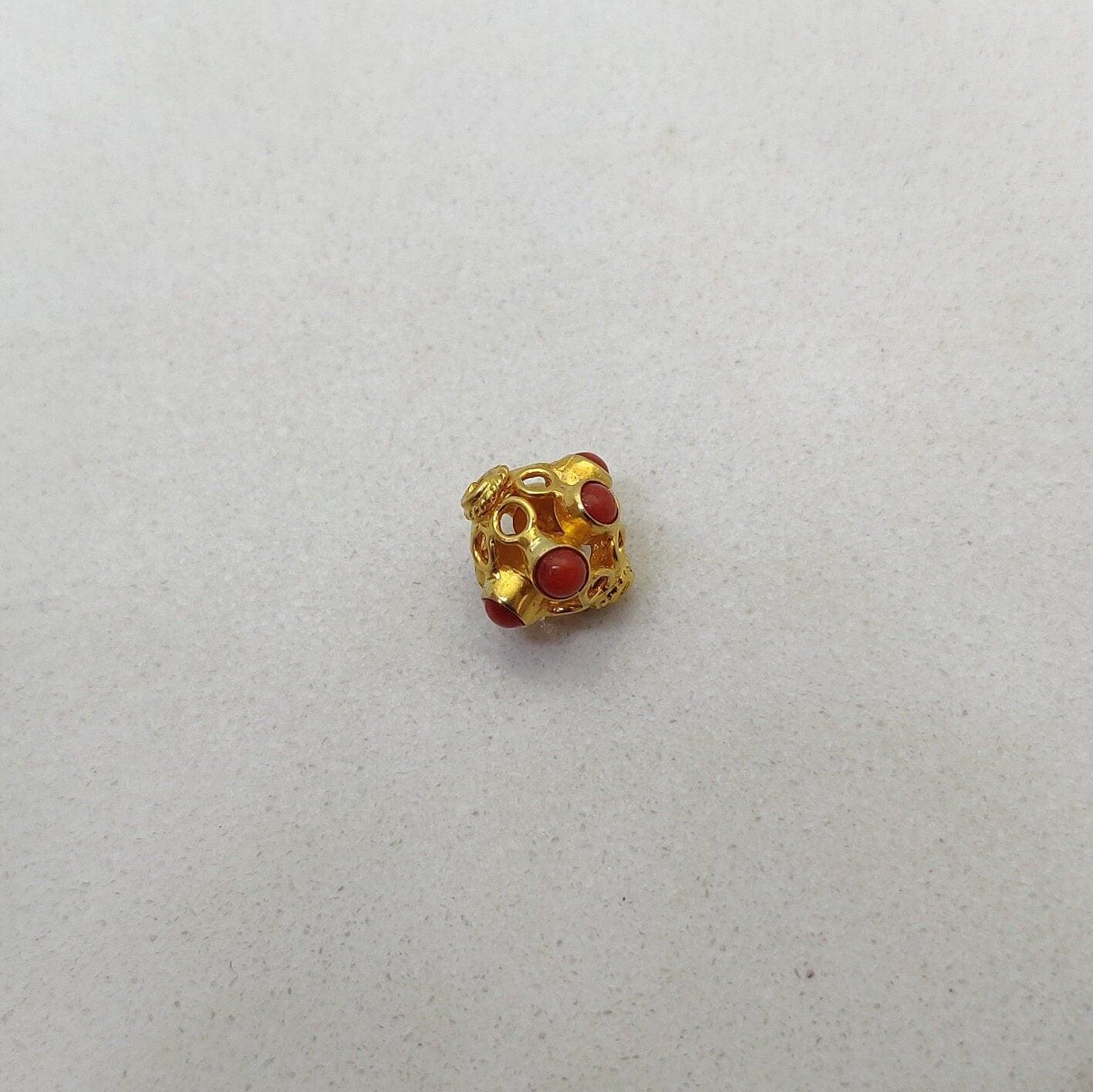 18k Yellow Gold Gemstone Round Spacer Beads-10 MM - Kanika Creations