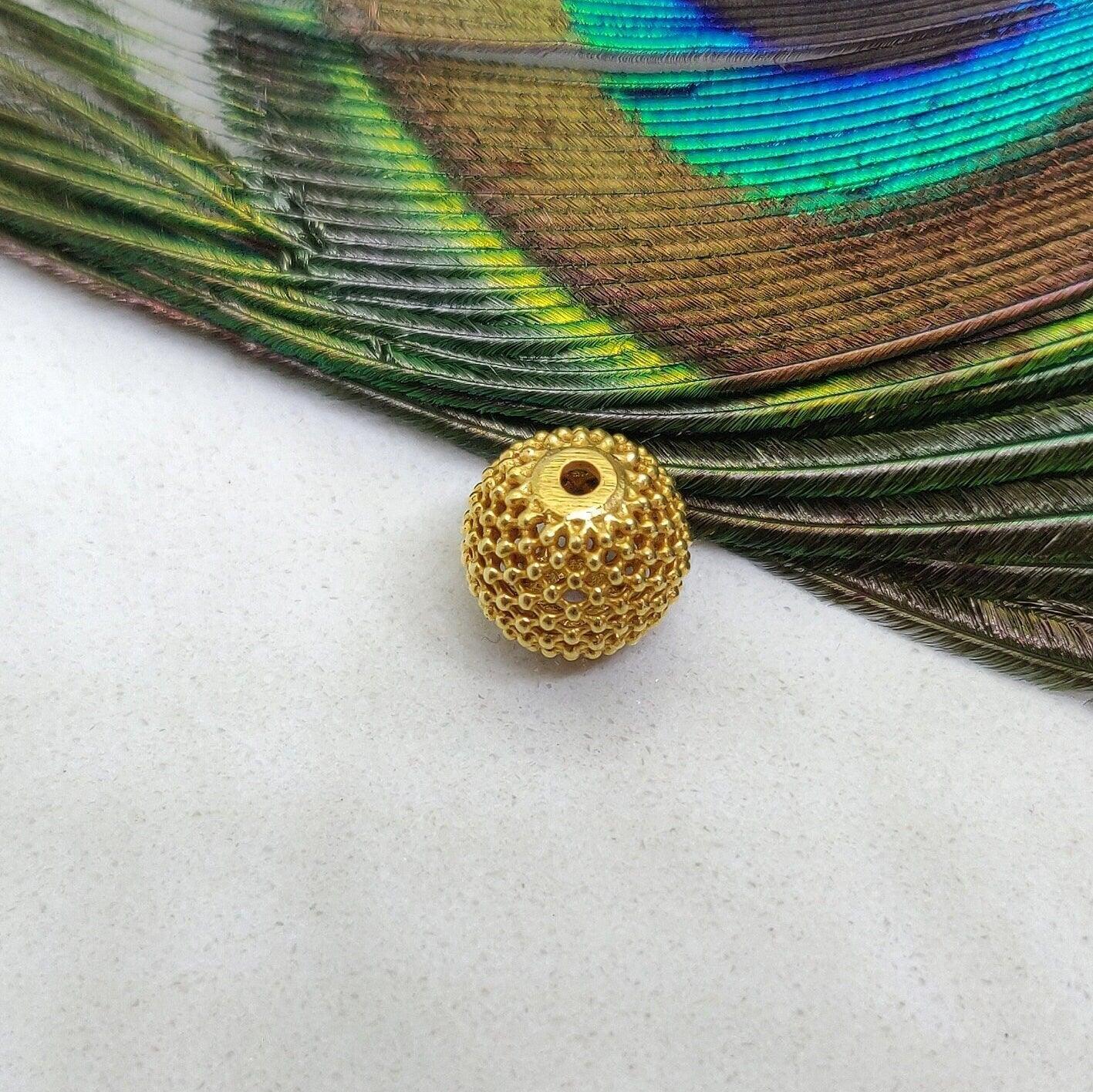 18k Solid Yellow Gold Ball Spacer Beads - Kanika Creations