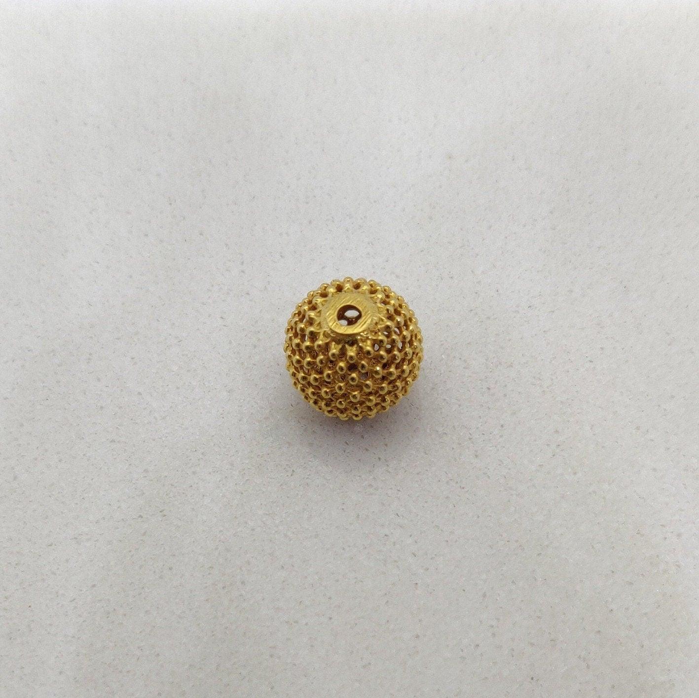 18k Solid Yellow Gold Ball Spacer Beads - Kanika Creations
