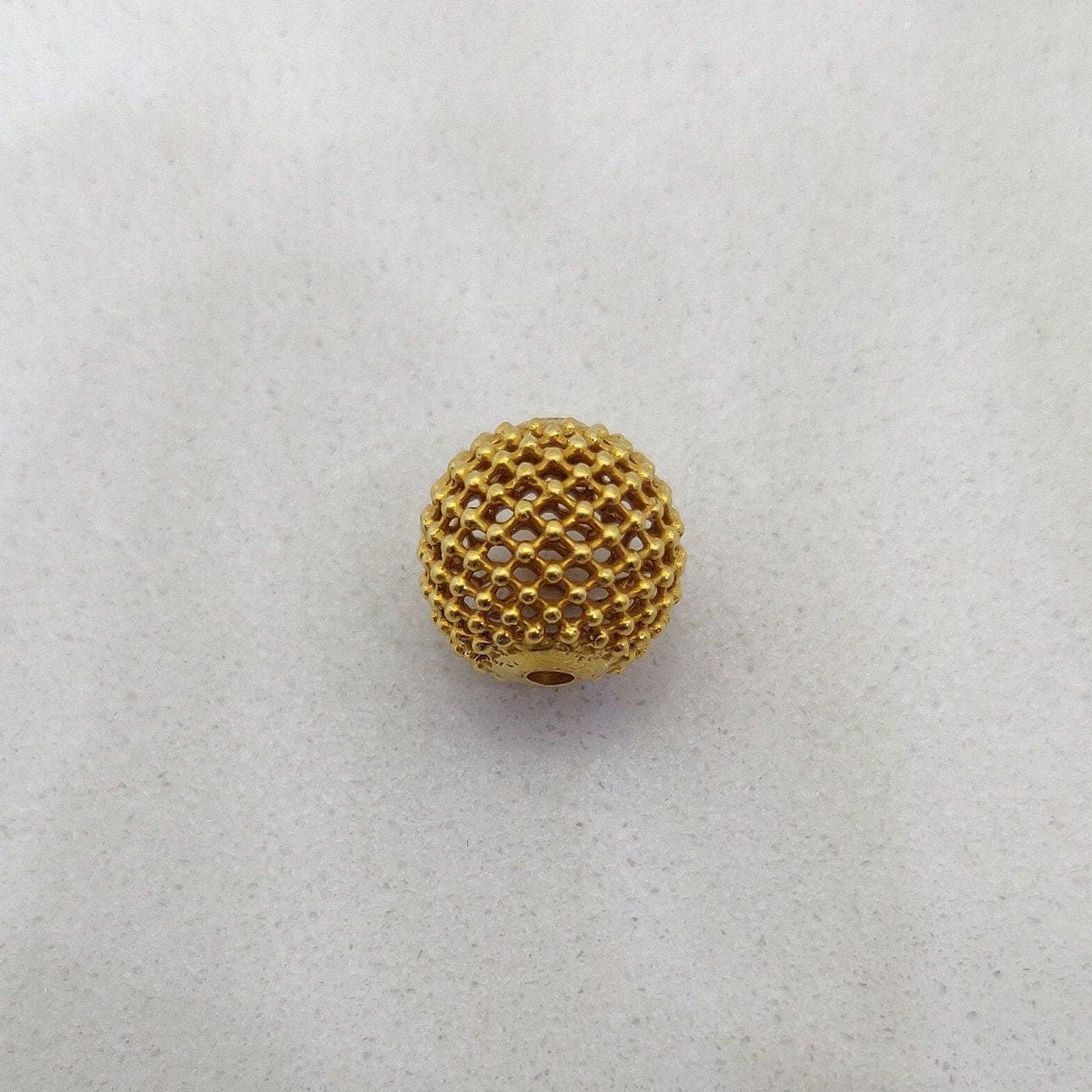 18k Solid Yellow Gold Ball Spacer Beads - Kanika Creations