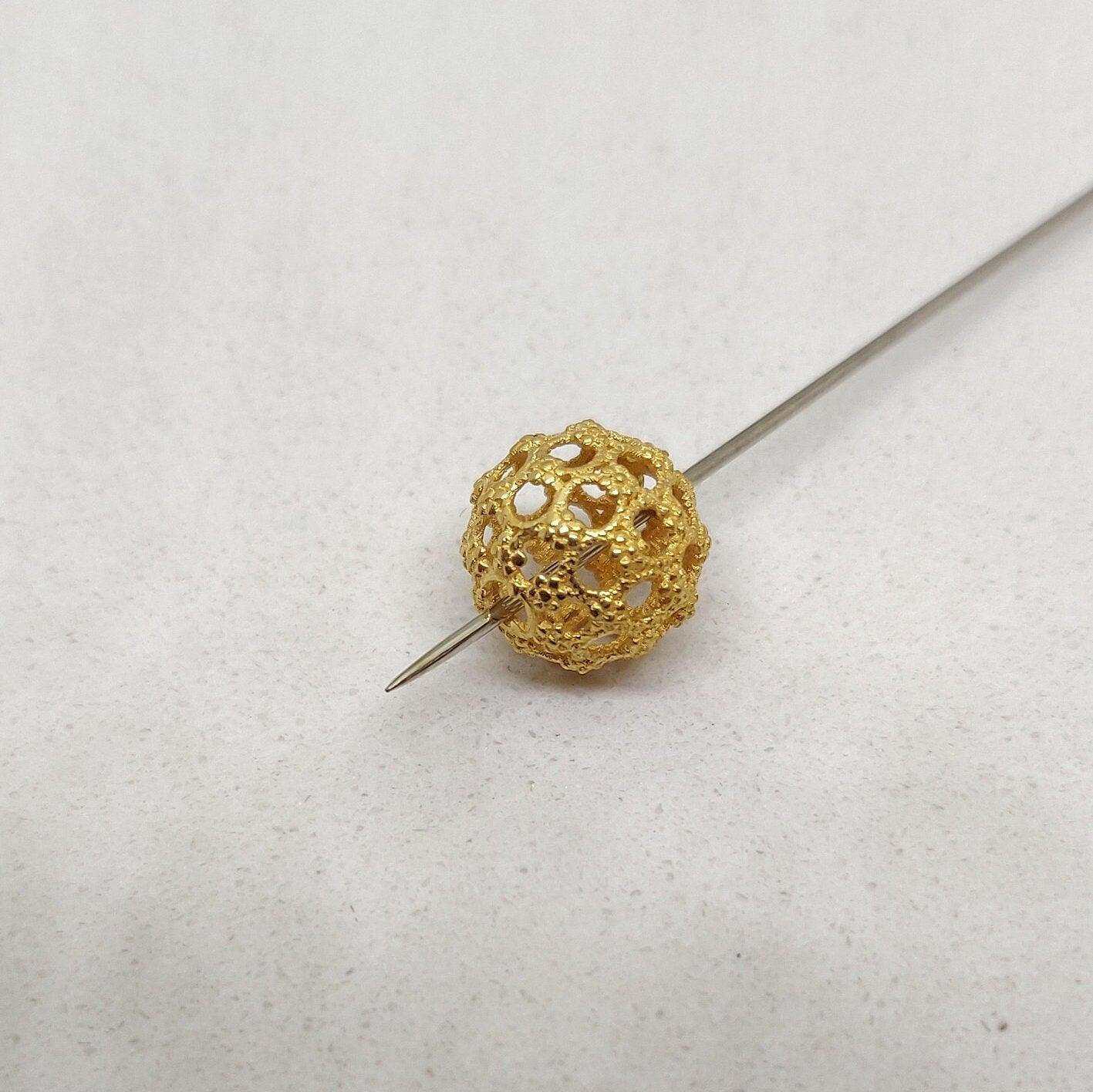 18k Gold Antique Sphere Filigree Ball Spacer Bead Finding - Kanika Creations