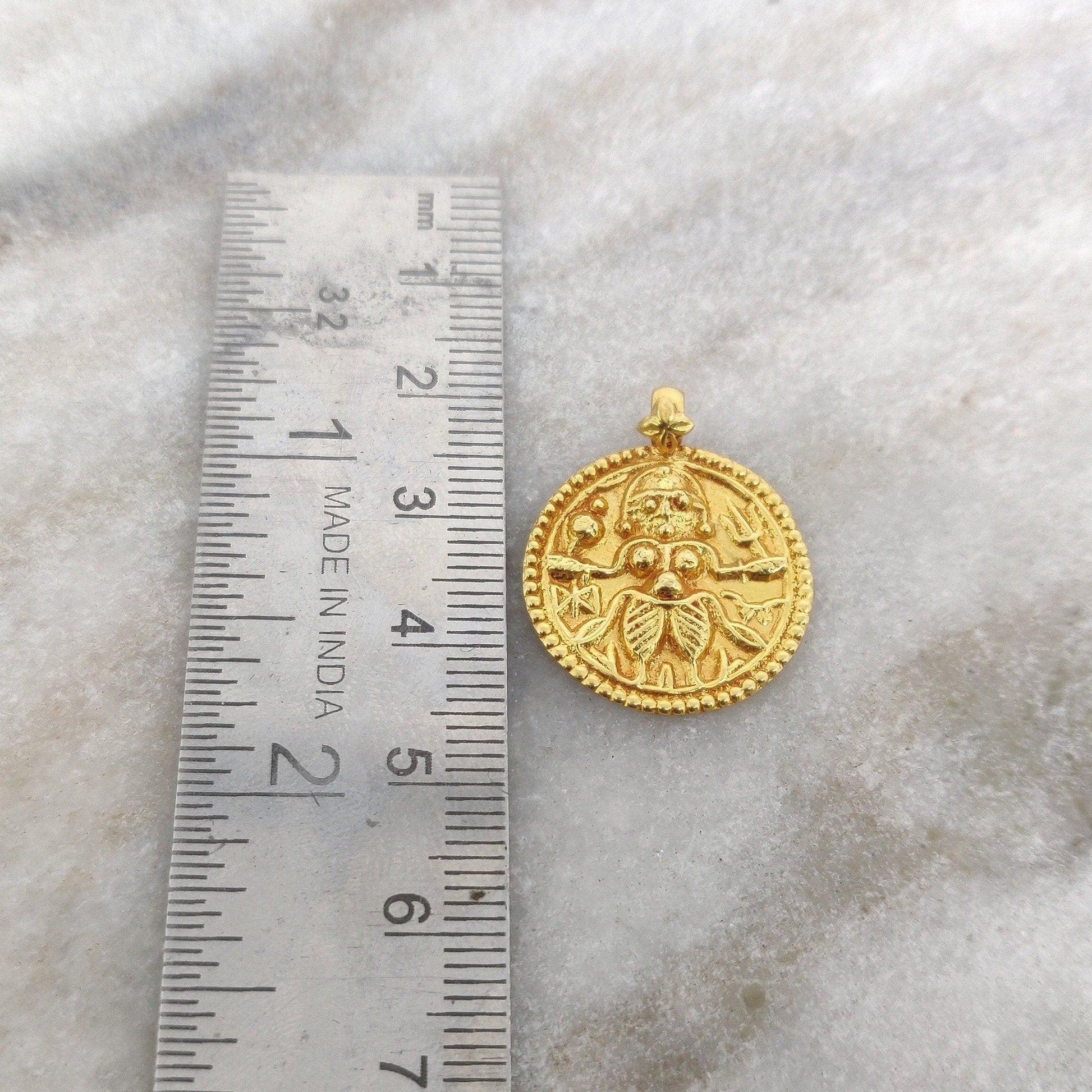 18K Yellow Gold Durga Pendant DIY Religious Jewelry - Kanika Creations