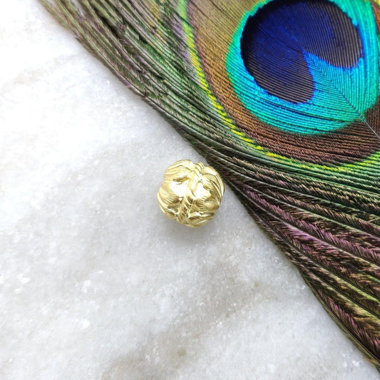18K Solid Yellow Gold Round Ball Spacer Beads-10X11 mm - Kanika Creations