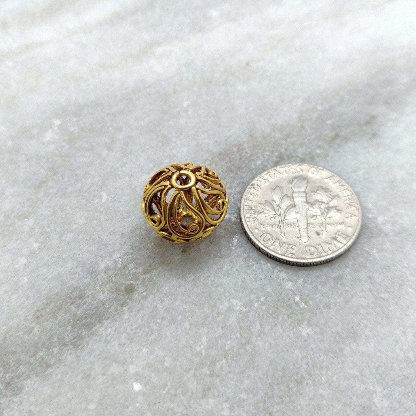 18k Gold Carved Sphere Ball Spacer Beads Findings - Kanika Creations