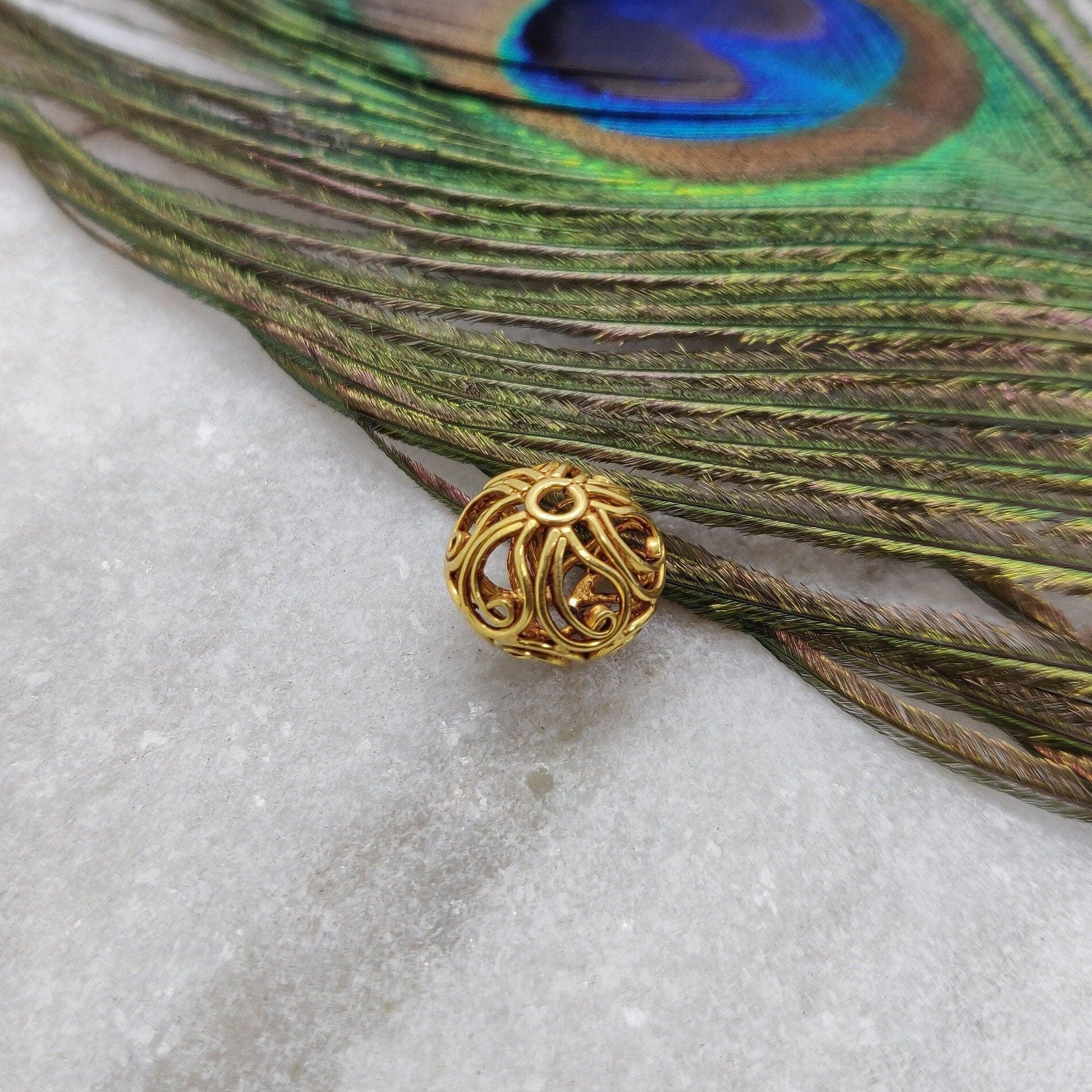 18k Gold Carved Sphere Ball Spacer Beads Findings - Kanika Creations