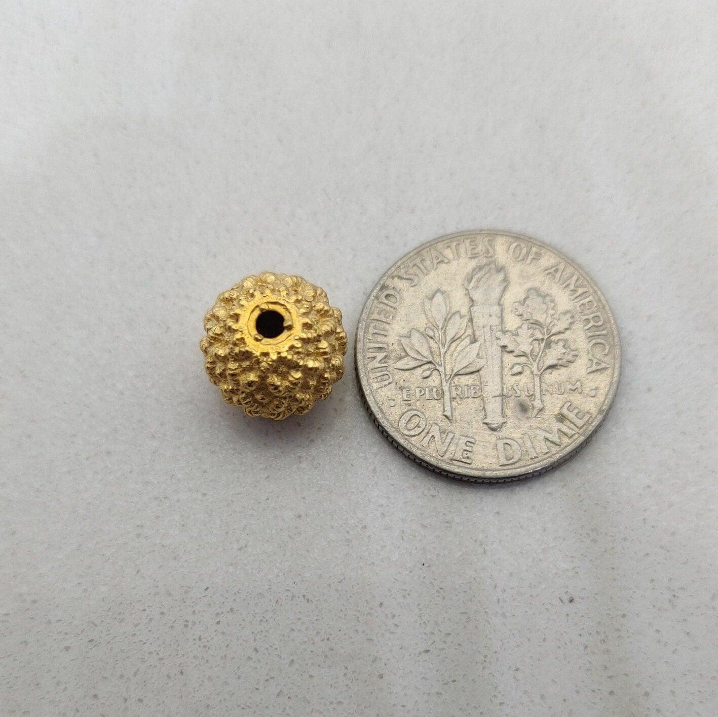 Handmade 18k Solid Gold Sphere Ball Sapcer Bead Finding 9mm - Kanika Creations