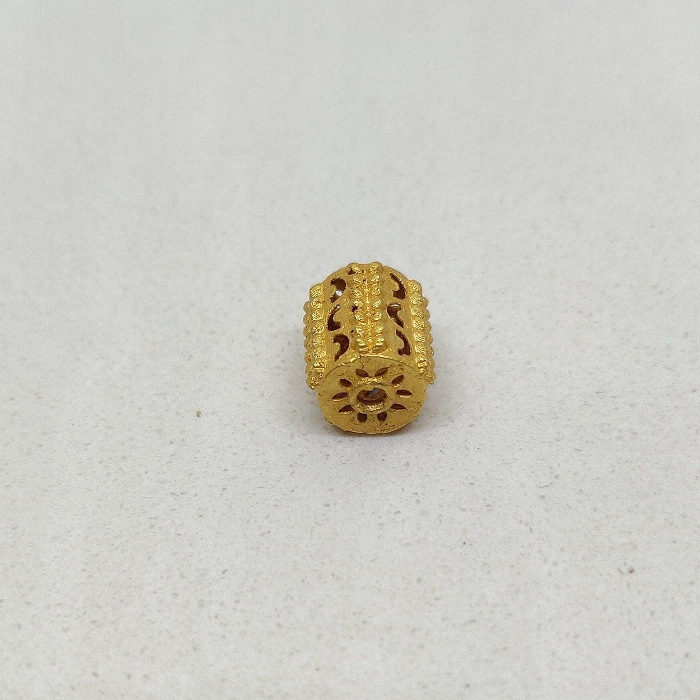 18k Yellow Gold Fancy Tube Granule Designer Beads Finding - Kanika Creations