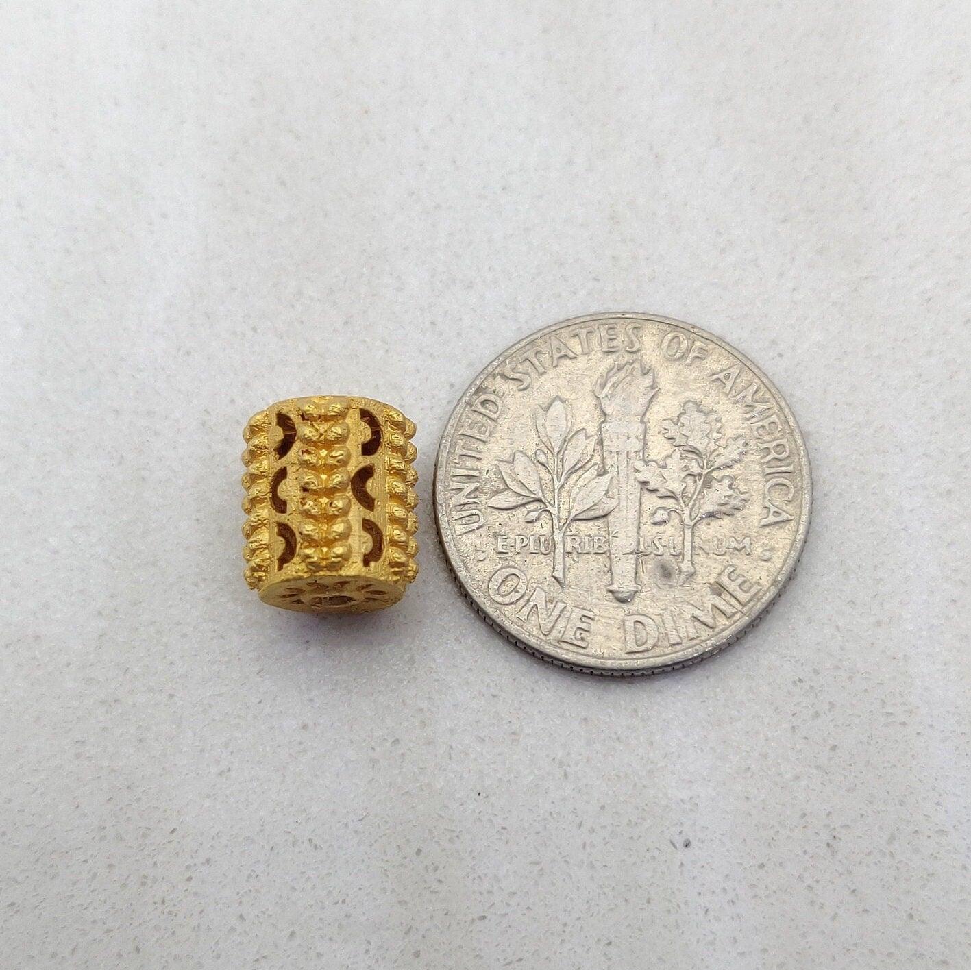 18k Yellow Gold Fancy Tube Granule Designer Beads Finding - Kanika Creations