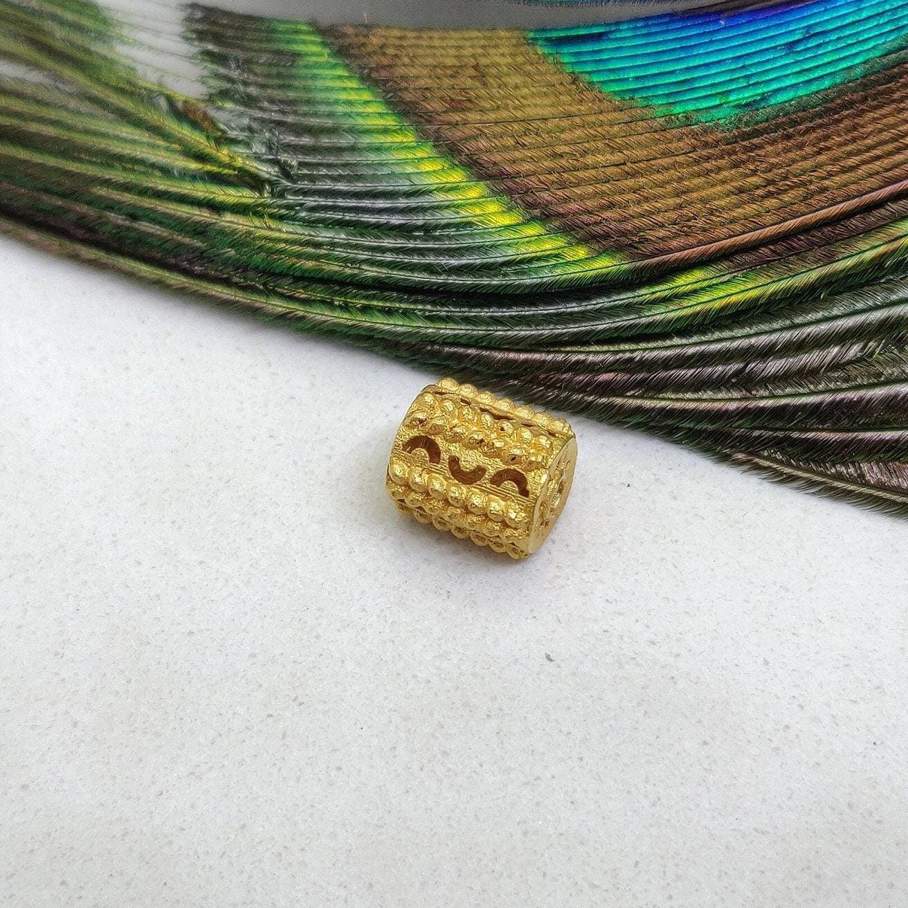 18k Yellow Gold Fancy Tube Granule Designer Beads Finding - Kanika Creations