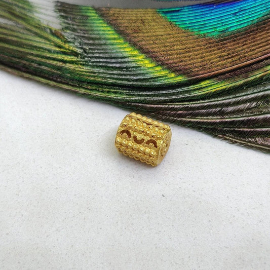 18k Yellow Gold Fancy Tube Granule Designer Beads Finding - Kanika Creations