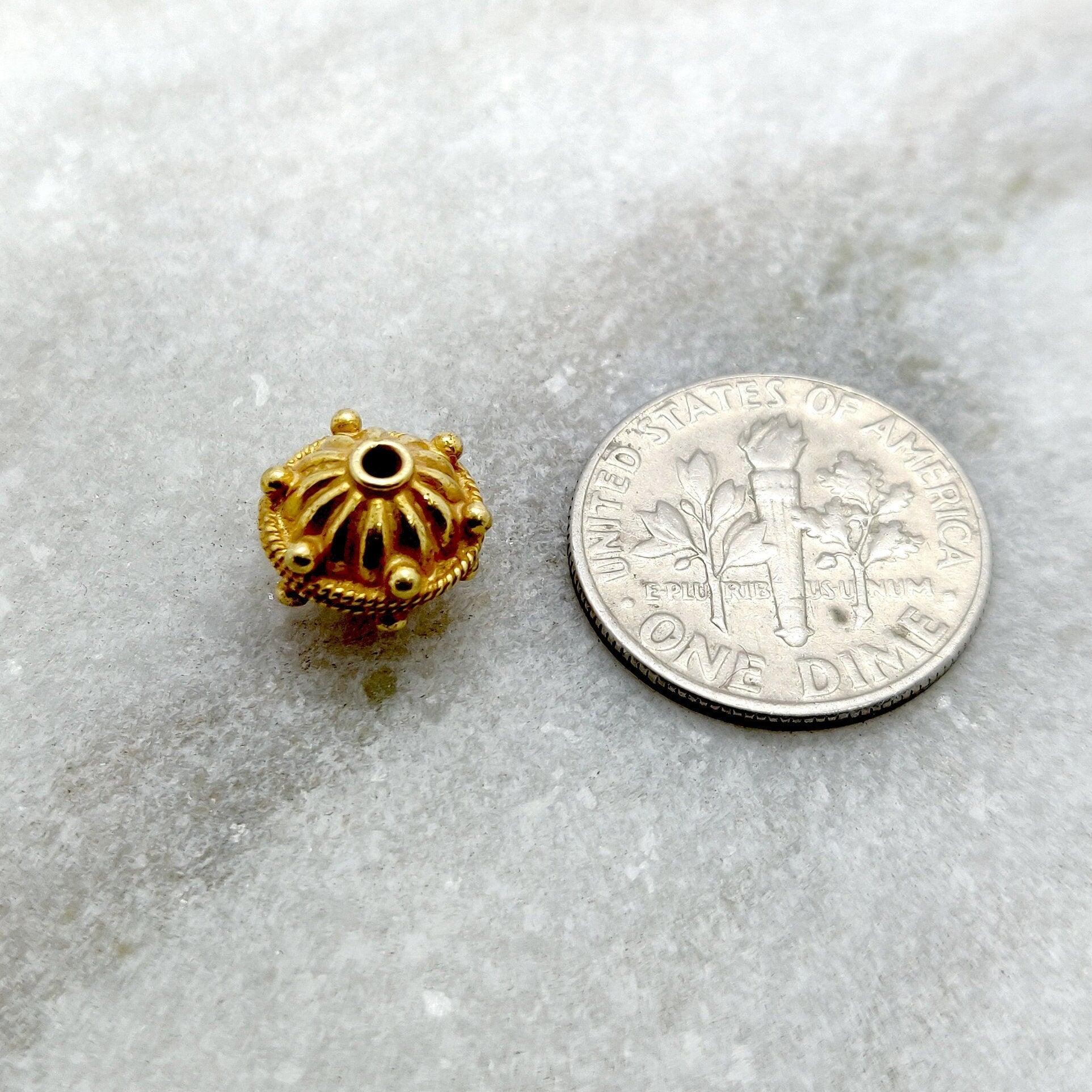 18k Yellow Gold Fancy Design Rondelle Spacer Beads - Kanika Creations