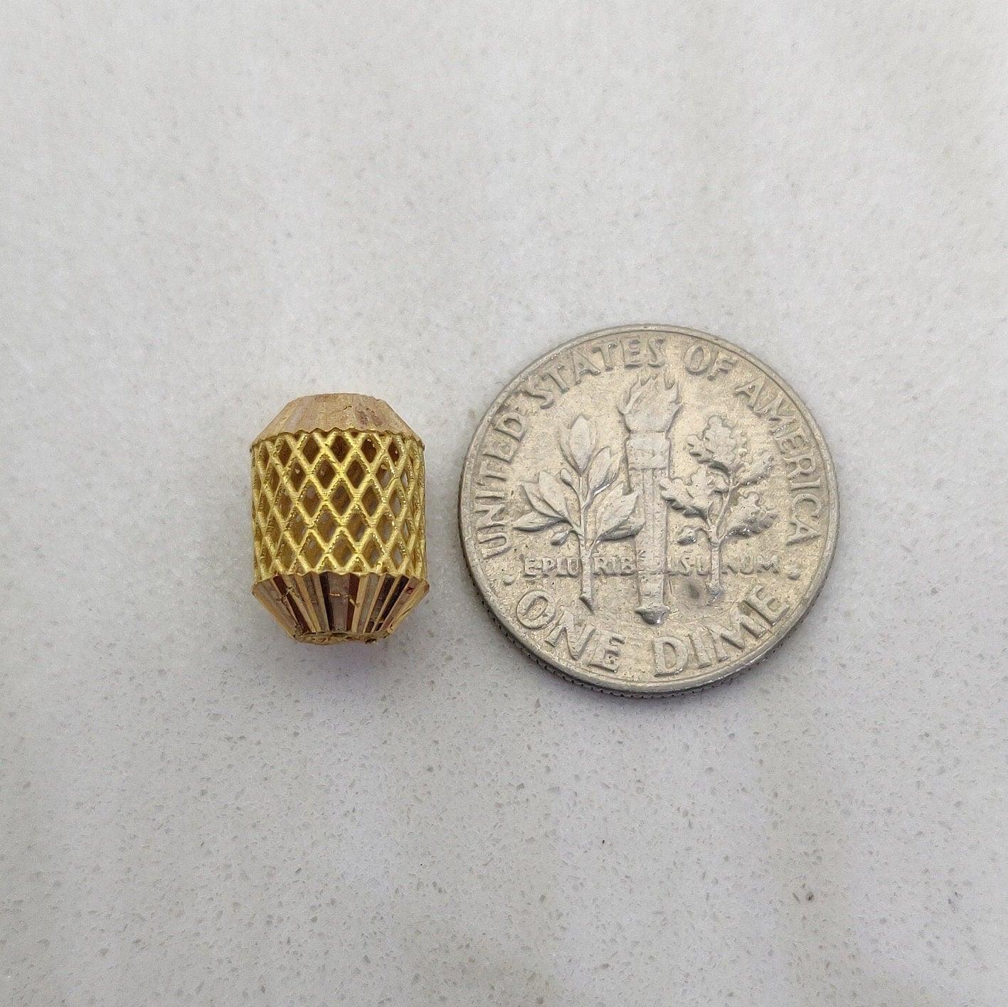 18k Gold Filigree Mesh Tube Spacer Bead Finding 11mm - Kanika Creations
