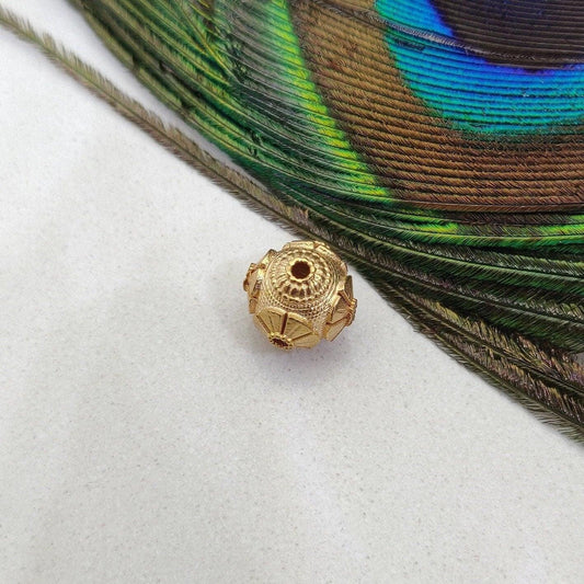 18k Gold Antique Rondelle Spacer Beads Findings 11mm - Kanika Creations