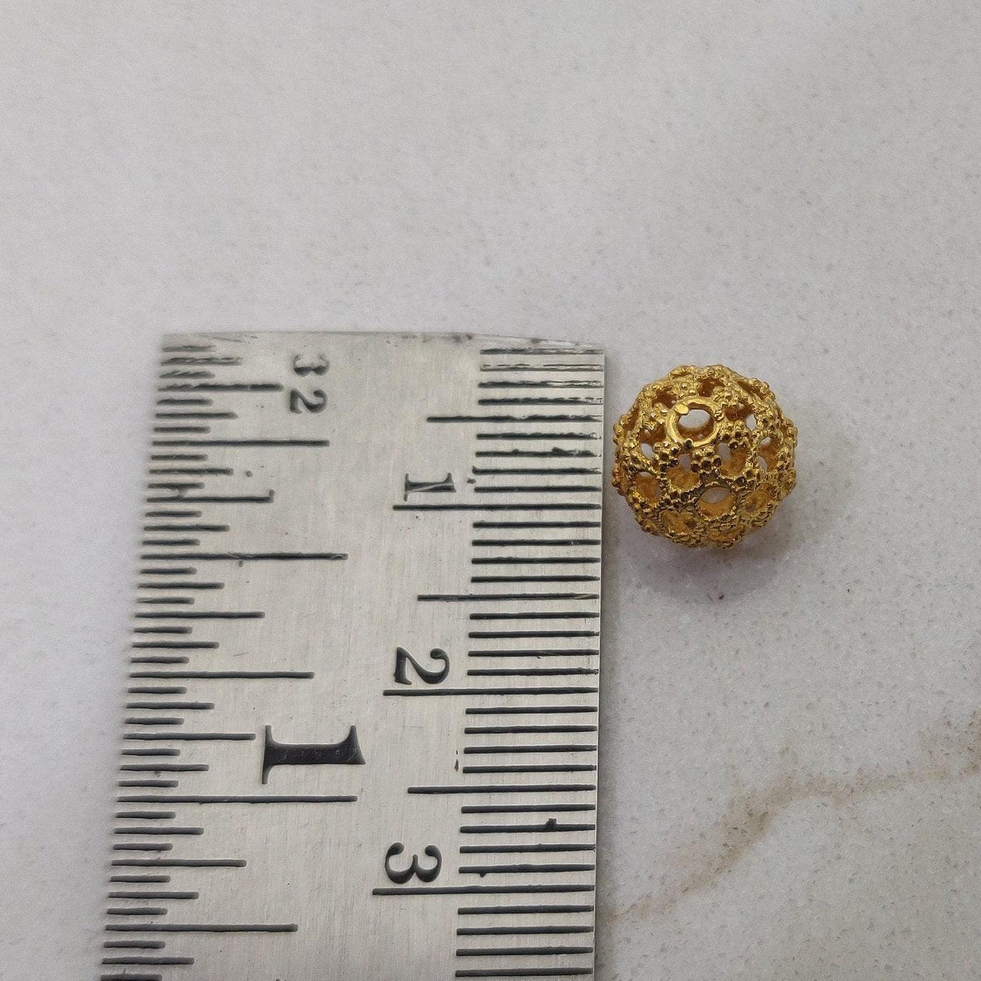 18k Gold Antique Sphere Filigree Ball Spacer Bead Finding - Kanika Creations