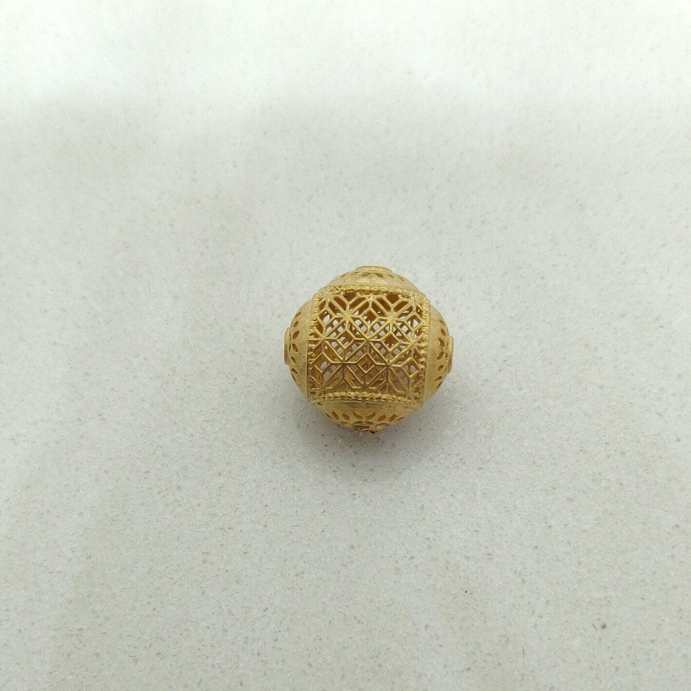 18k Solid Yellow Gold Antique Spacer Ball Beads-10X12 mm - Kanika Creations