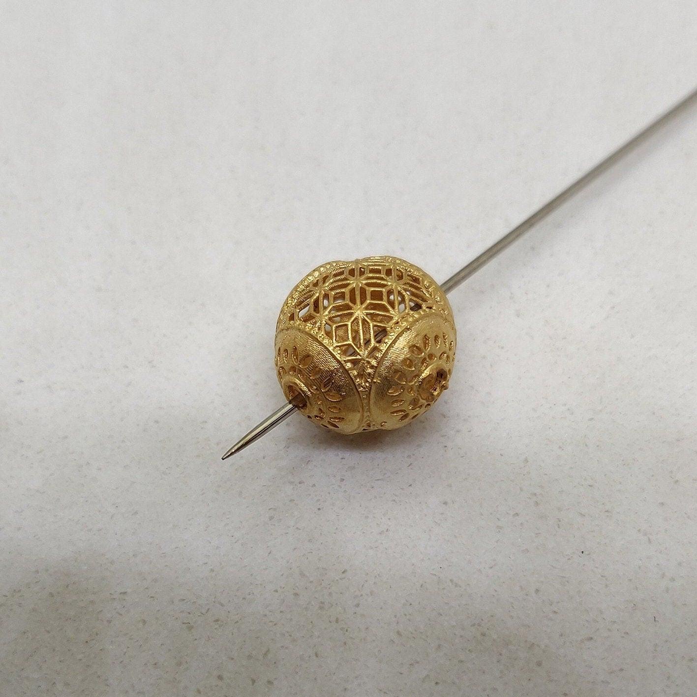18k Solid Yellow Gold Antique Spacer Ball Beads-10X12 mm - Kanika Creations