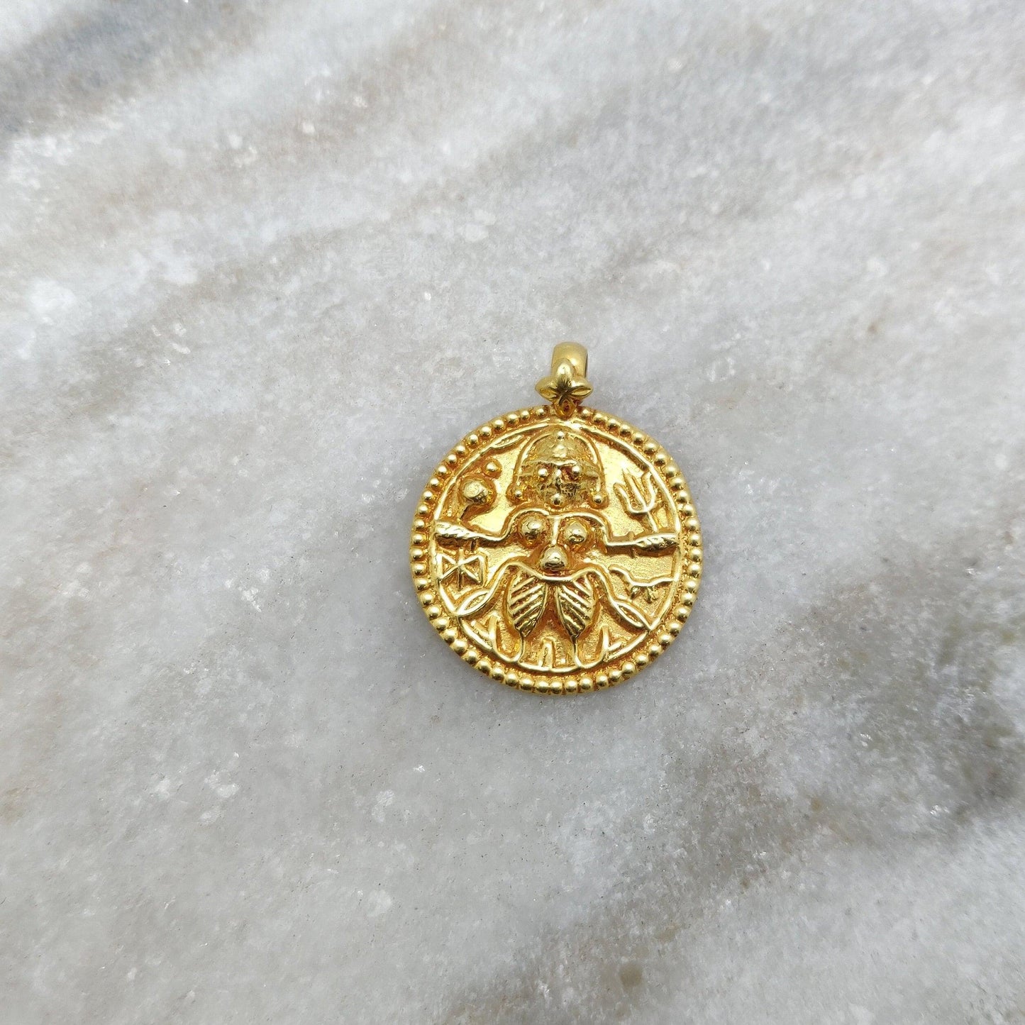 18K Yellow Gold Durga Pendant DIY Religious Jewelry - Kanika Creations