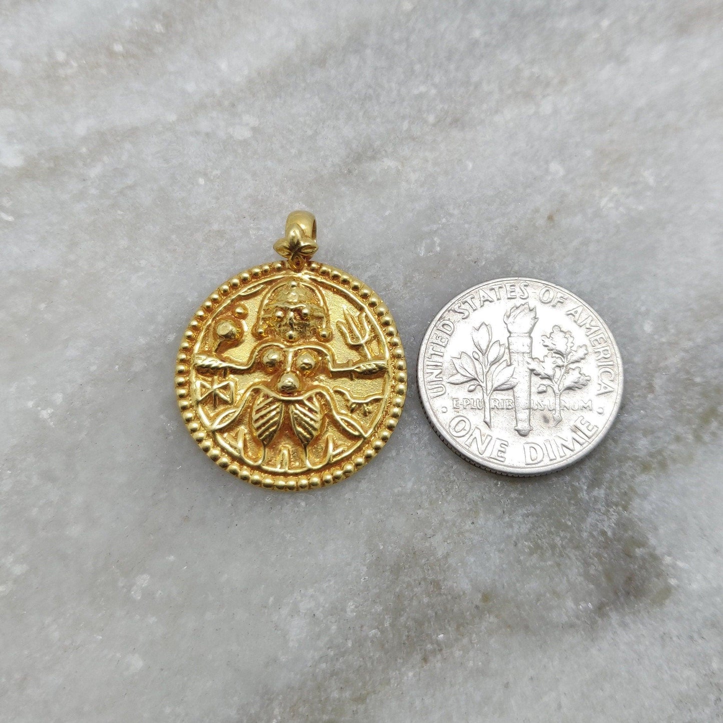 18K Yellow Gold Durga Pendant DIY Religious Jewelry - Kanika Creations
