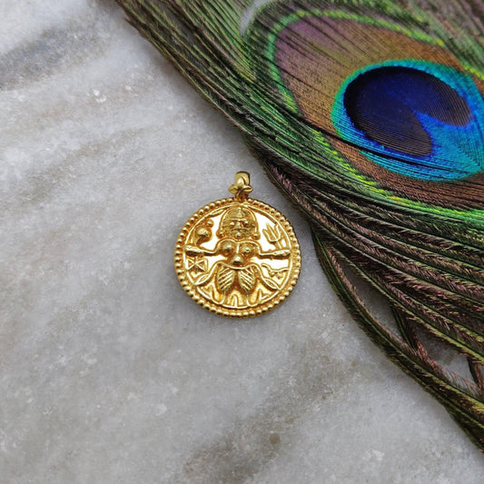 18K Yellow Gold Durga Pendant DIY Religious Jewelry - Kanika Creations