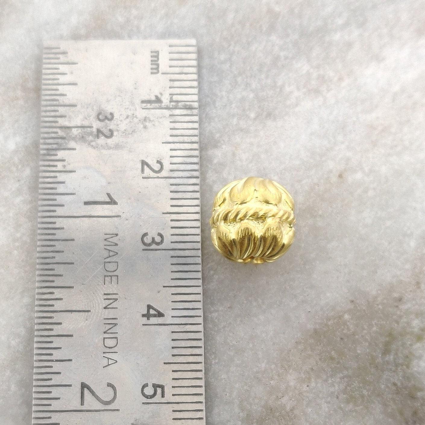 18K Solid Yellow Gold Round Ball Spacer Beads-10X11 mm - Kanika Creations