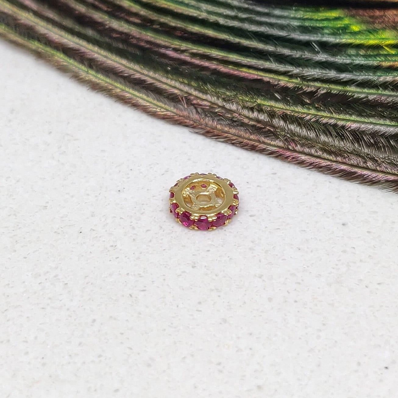 14K Yellow Gold Ruby Wheel Spacer 5MM Findings - Kanika Creations