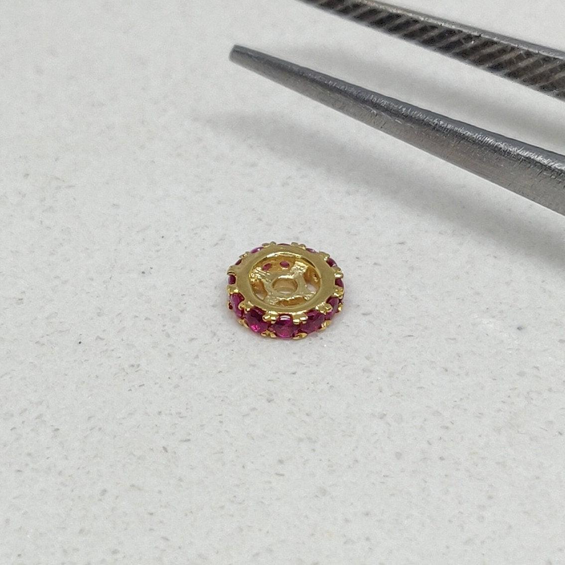 14K Yellow Gold Ruby Wheel Spacer 5MM Findings - Kanika Creations