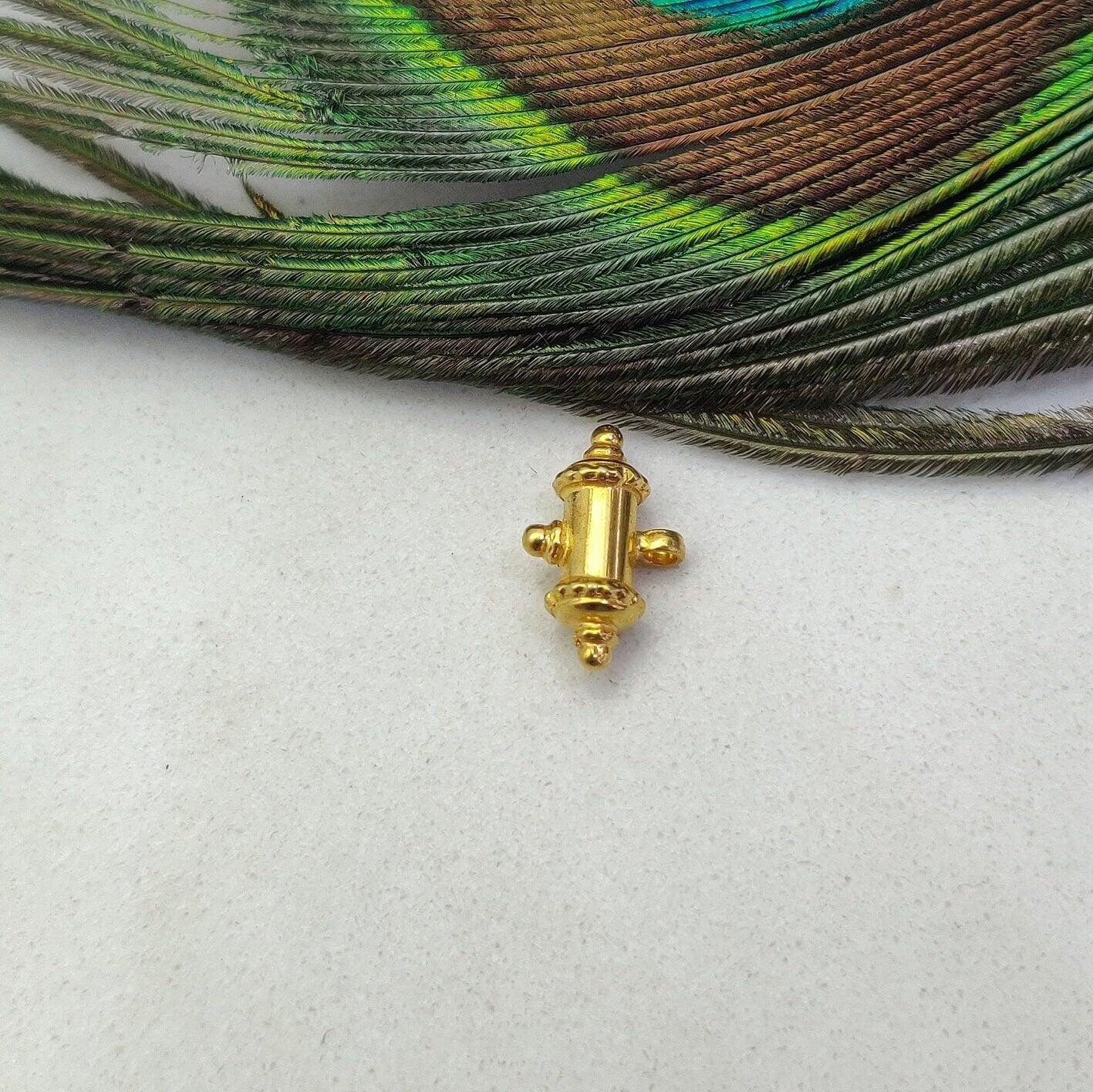 18k Solid Yellow Gold Tabiz Kavacha Pendant Finding 14x9mm - Kanika Creations
