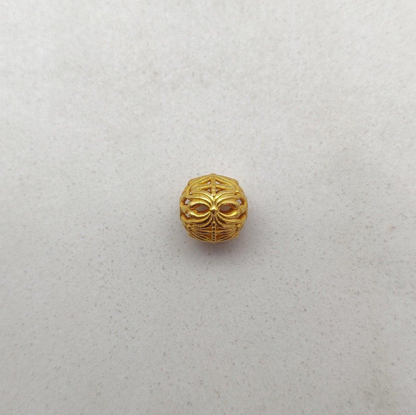 18K Yellow Gold 9mm Round Spacer Beads - Kanika Creations