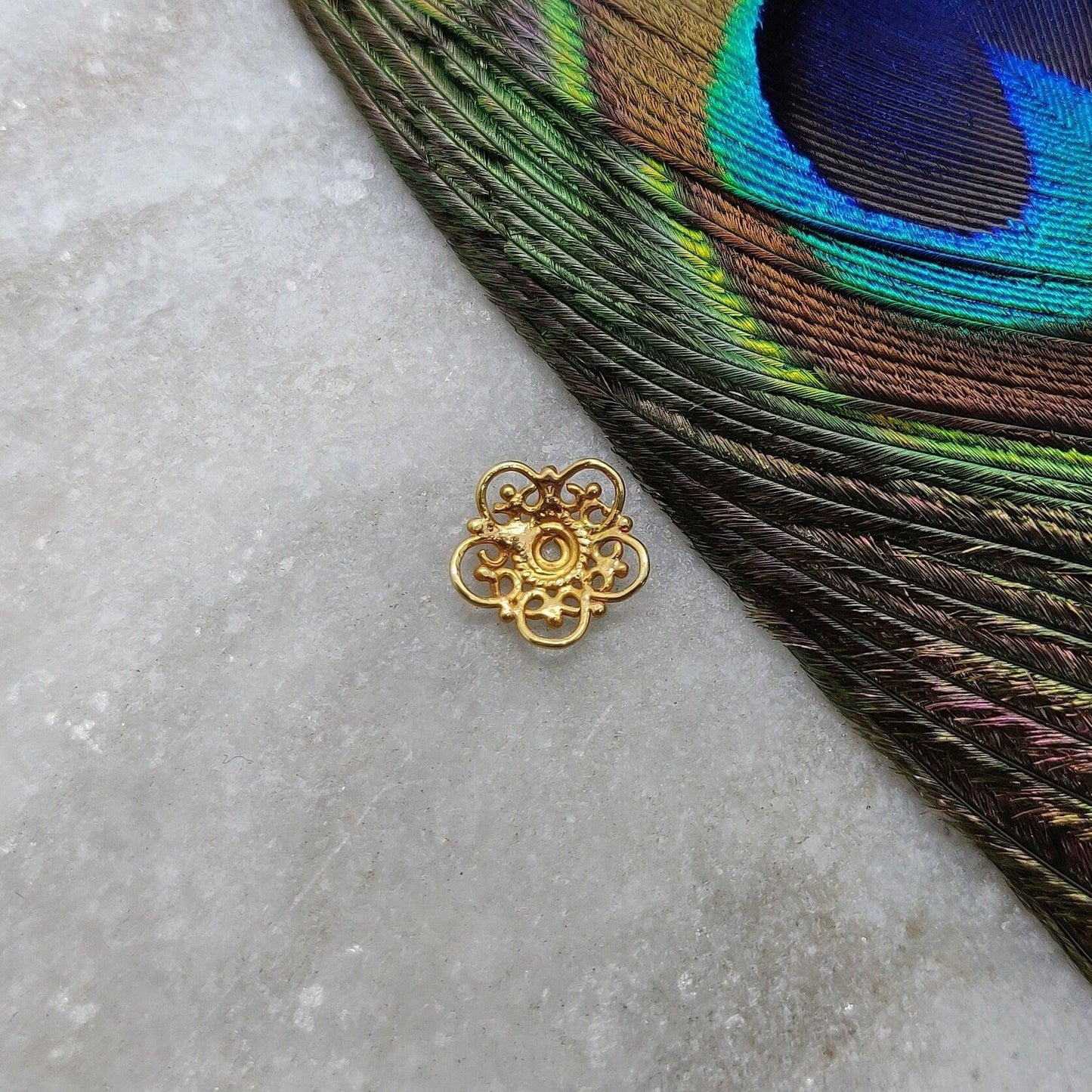 18k Yellow Gold Handmade Spacer Beads Cap 10mm - Kanika Creations