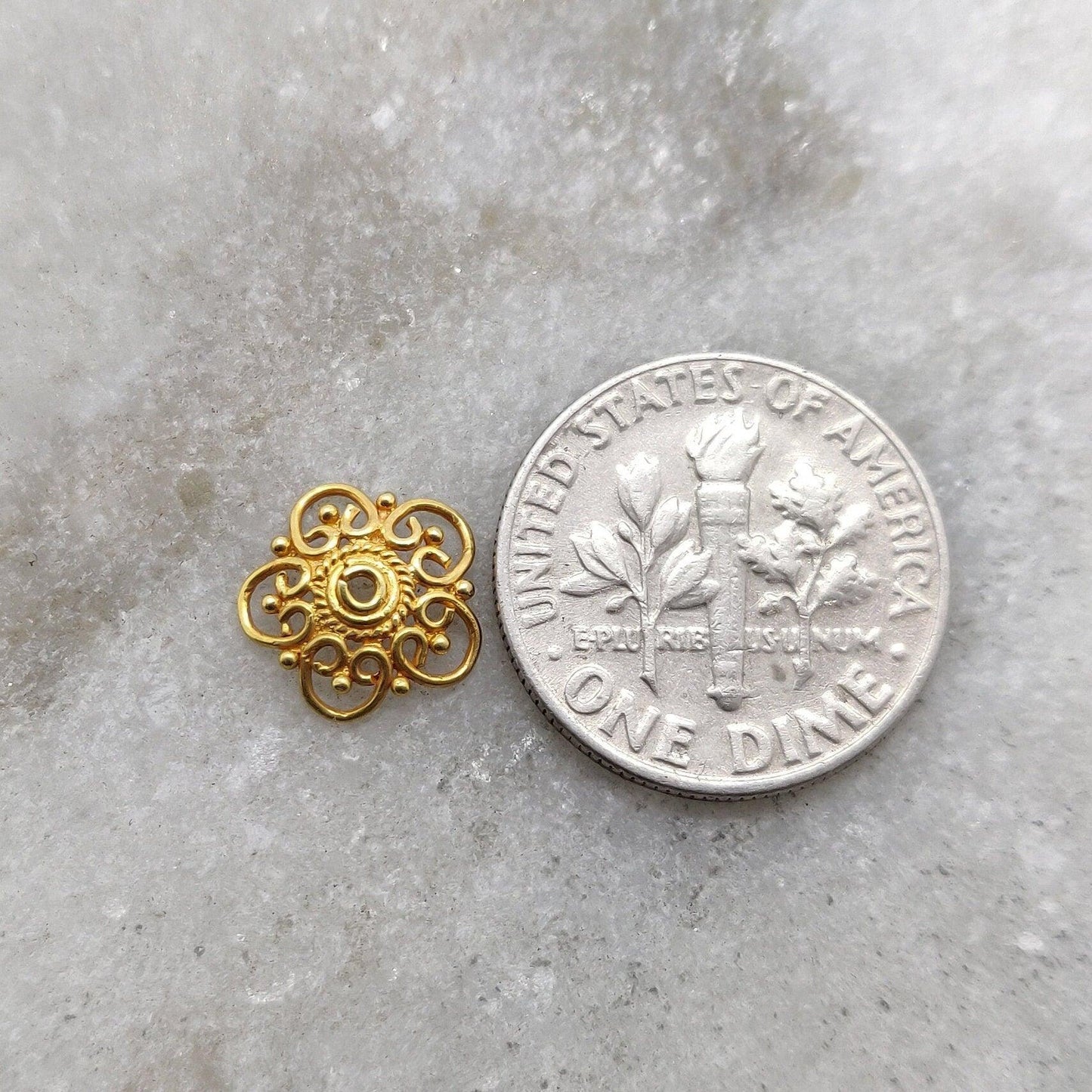 18k Yellow Gold Handmade Spacer Beads Cap 10mm - Kanika Creations