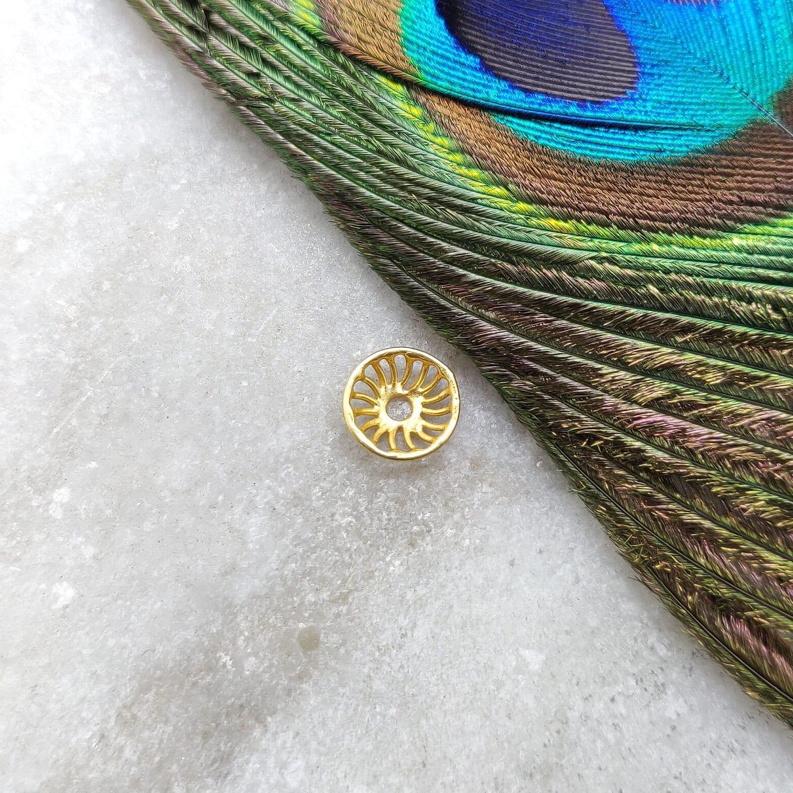 8mm 18k Gold Wheel Cap Bead Finding Jewelry Components - Kanika Creations