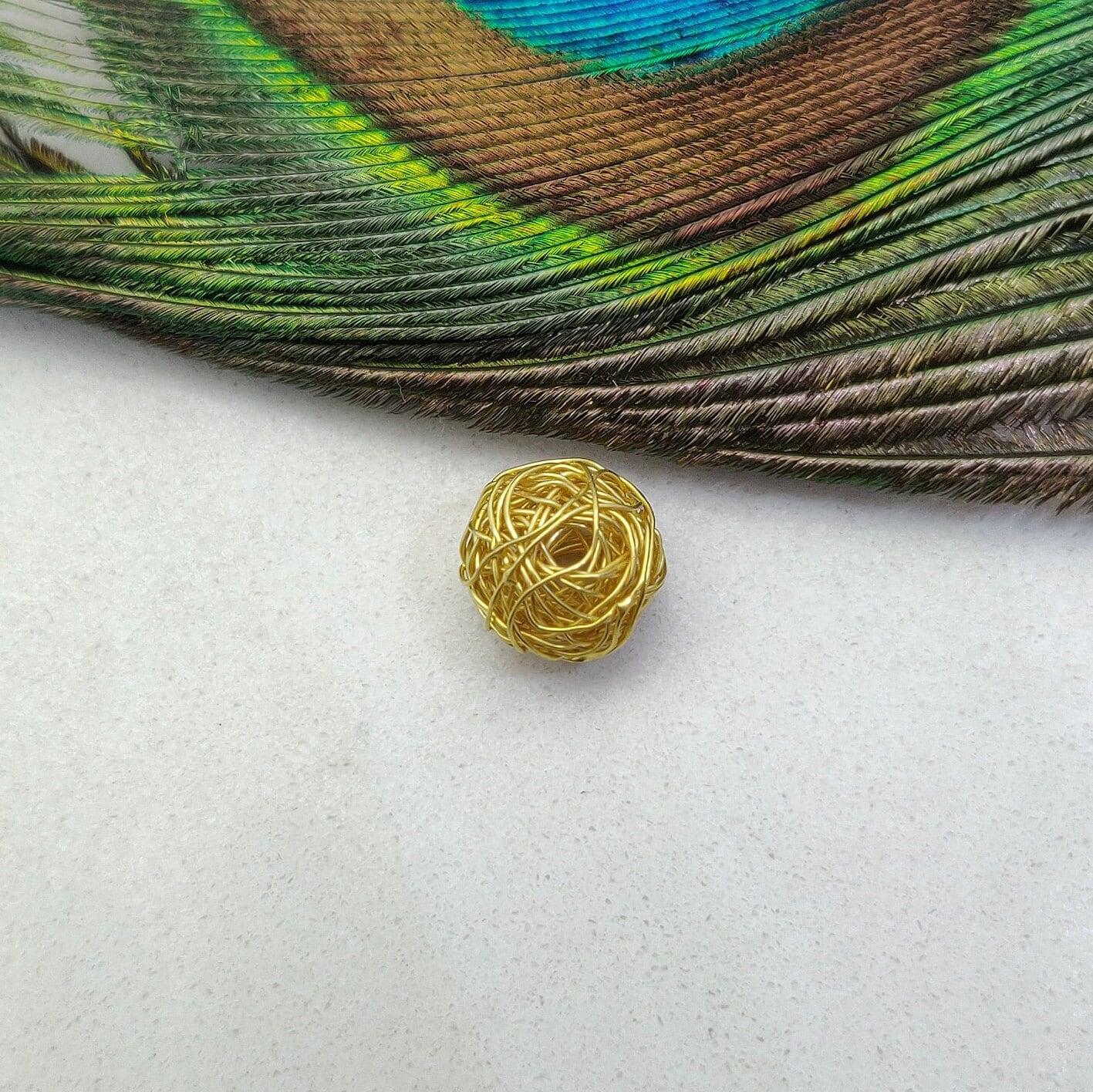 18k Solid Yellow Gold Wire Wrapped Rondelle Spacer Bead-10 MM - Kanika Creations
