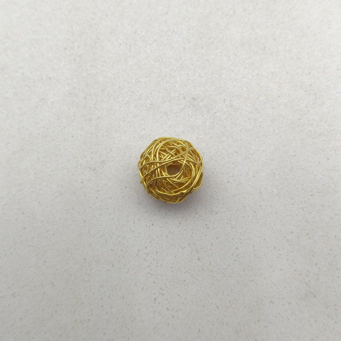 18k Solid Yellow Gold Wire Wrapped Rondelle Spacer Bead-10 MM - Kanika Creations