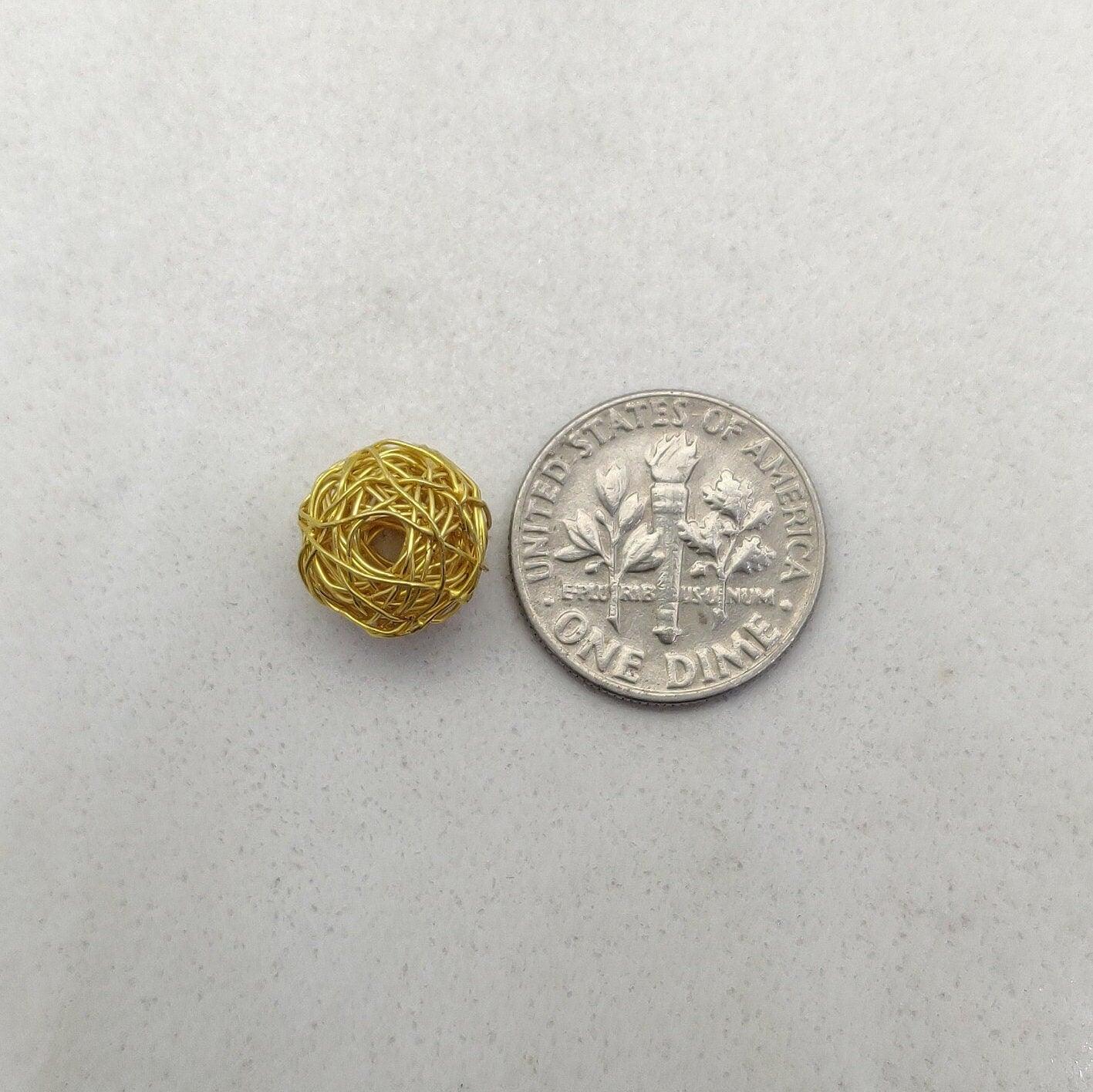 18k Solid Yellow Gold Wire Wrapped Rondelle Spacer Bead-10 MM - Kanika Creations