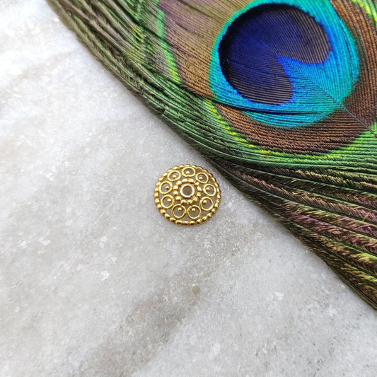 13MM 18k Yellow Gold DIY Spacer Beads Cap Supplies - Kanika Creations