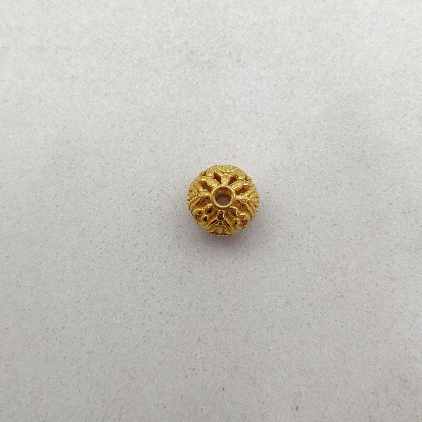 18K Solid Yellow Gold Round Spacer Beads 9mm - Kanika Creations