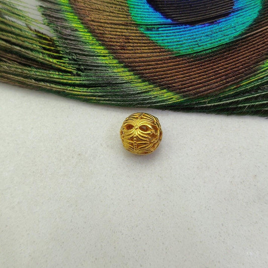 18K Yellow Gold 9mm Round Spacer Beads - Kanika Creations