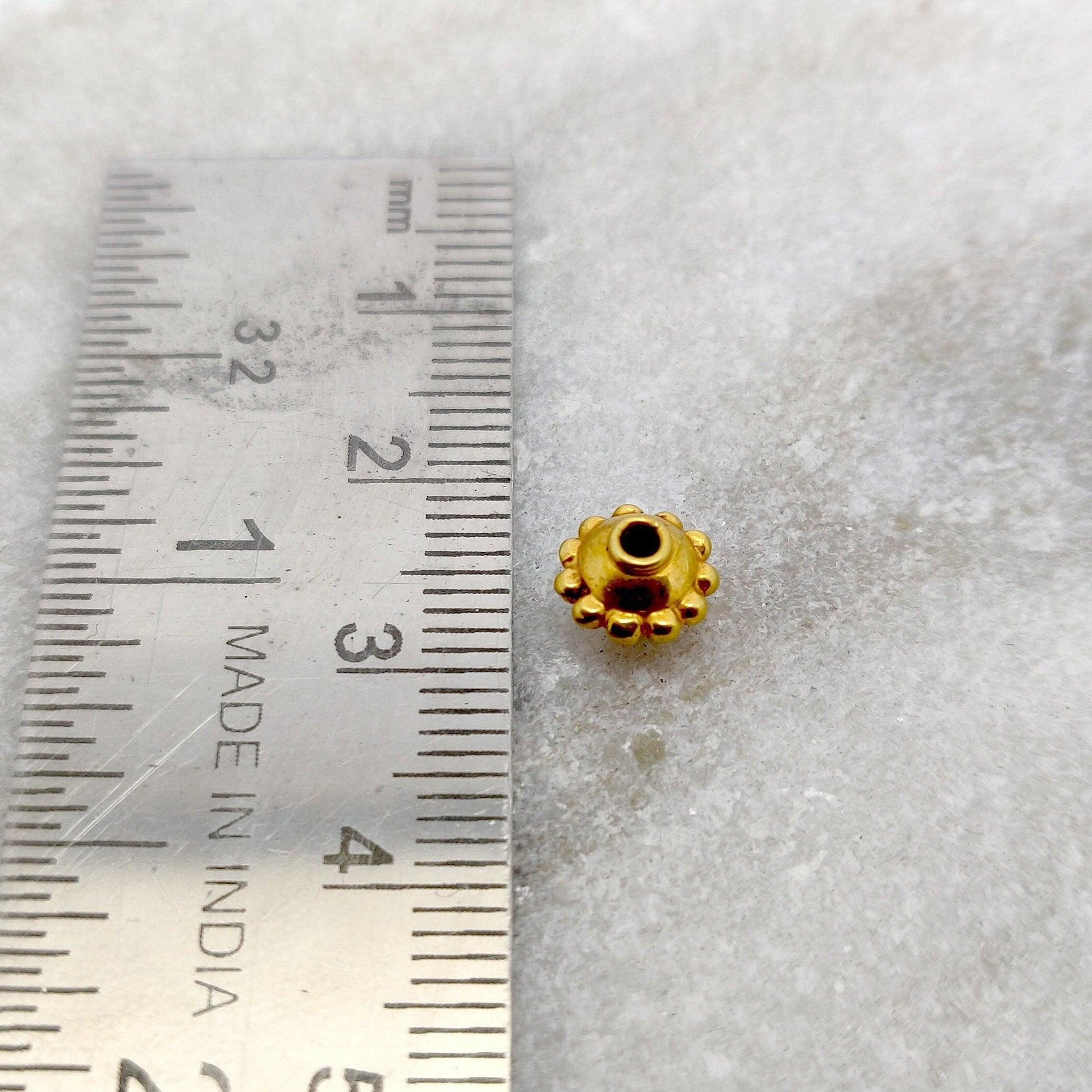 18k Yellow Gold Round Spacer Beads 5x7mm - Kanika Creations