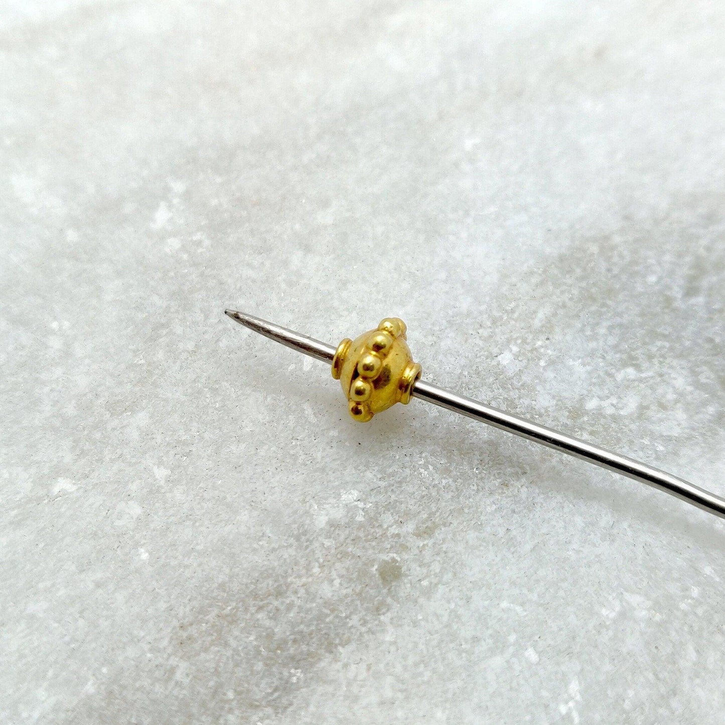 18k Yellow Gold Round Spacer Beads 5x7mm - Kanika Creations