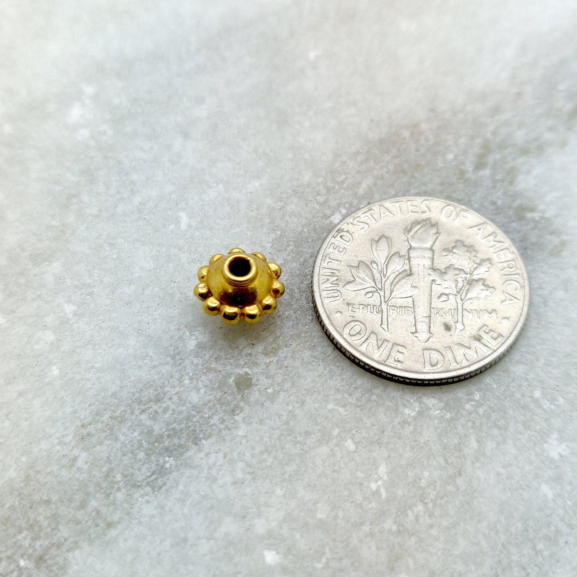 18k Yellow Gold Round Spacer Beads 5x7mm - Kanika Creations