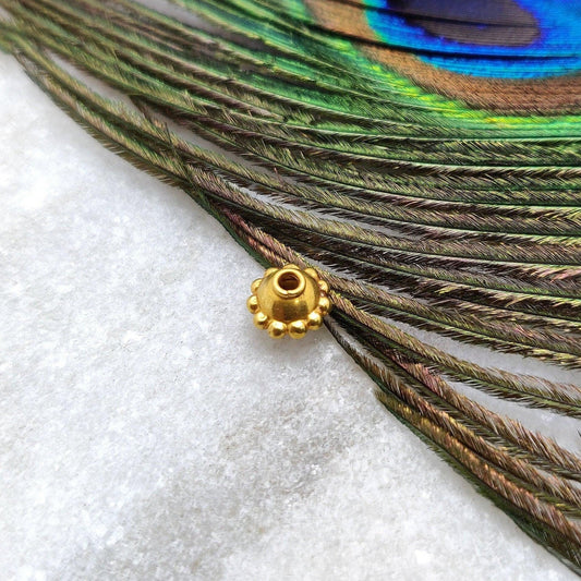 18k Yellow Gold Round Spacer Beads 5x7mm - Kanika Creations