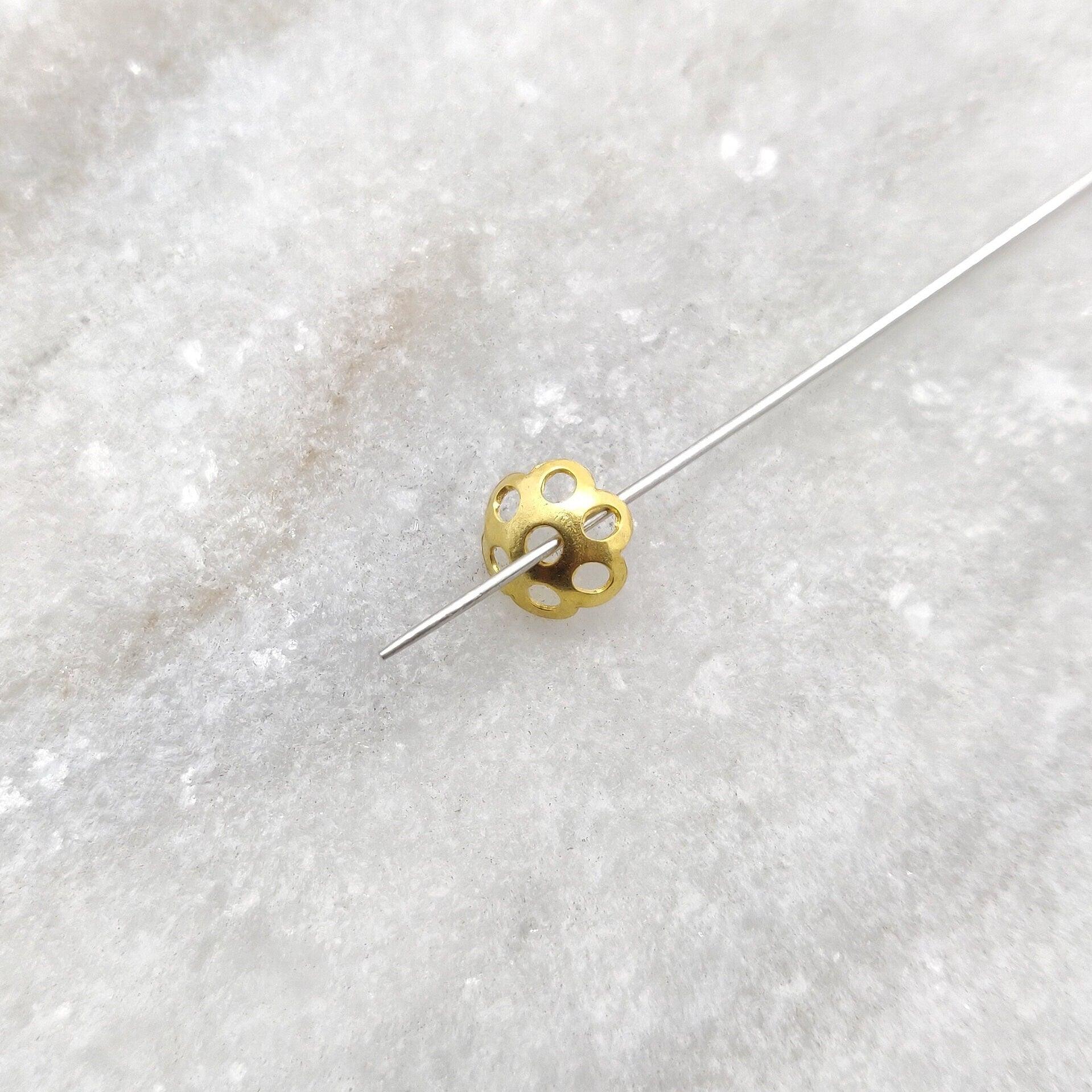 18k Solid Yellow Gold Flower Beads Cap - Kanika Creations