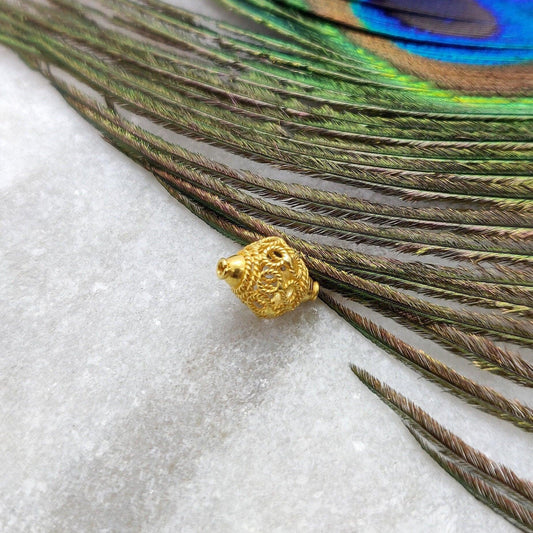 18k Solid Yellow Gold Fancy Spacer Beads 8x11mm - Kanika Creations