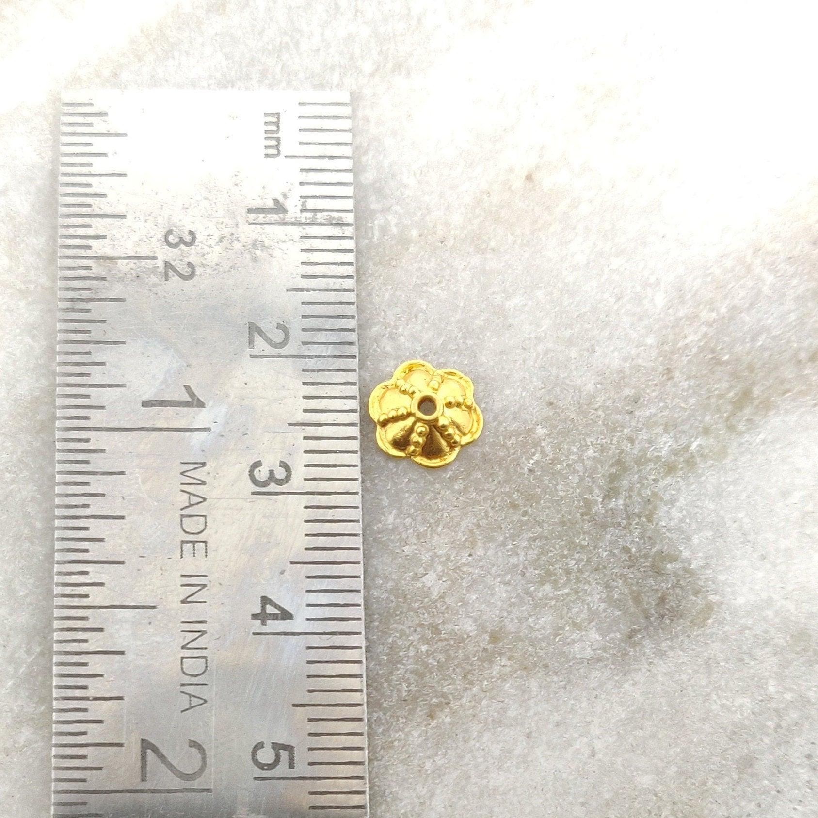 18k Yellow Gold Charm Spacer Bead Caps 3x8mm - Kanika Creations