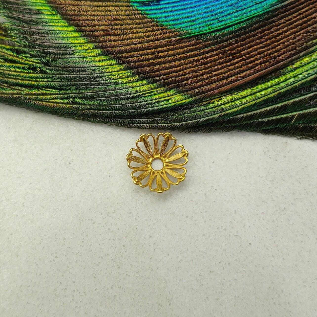 18k Yellow Gold Spacer Beads Caps Findings - Kanika Creations