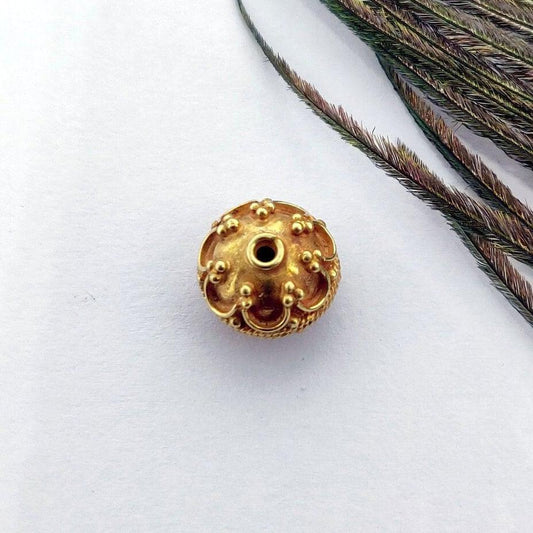 18k Solid Yellow Gold Fancy Spacer Beads 8x10mm - Kanika Creations