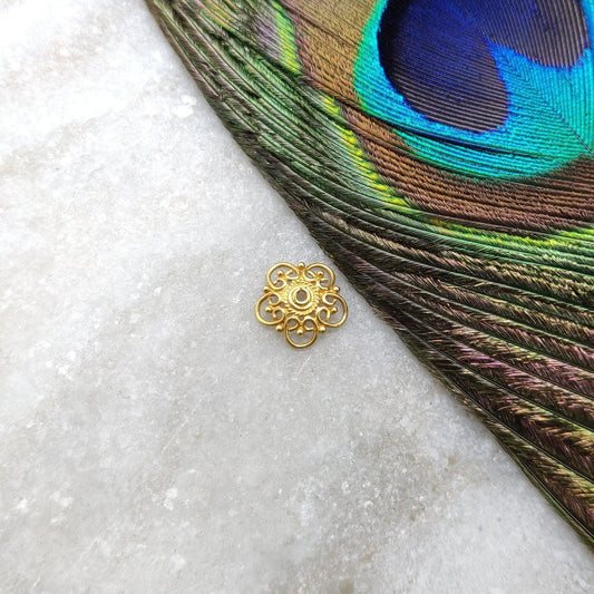 18k Yellow Gold Handmade Spacer Beads Cap 10mm - Kanika Creations